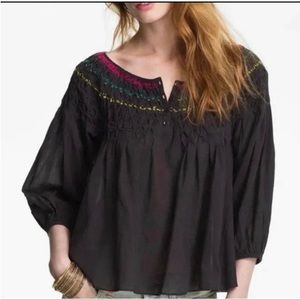 Free People Colorful Stitched Blouse